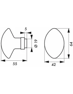Bouton double carré 6 mm avec fourreau adaptateur 7 mm 2 portées 2
