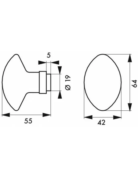 Bouton double carré 6 mm avec fourreau adaptateur 7 mm 2 portées