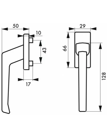 Bequille fenêtre argent avec vis de pose