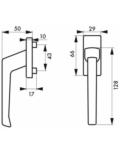 Bequille fenêtre champagne avec vis de pose Bequille fenêtre champagne avec vis de pose