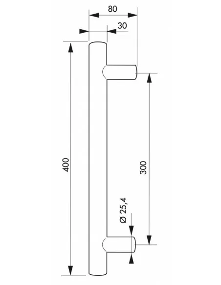 Paire de poignées tirage inox d 30 de porte battante - ht 400mm