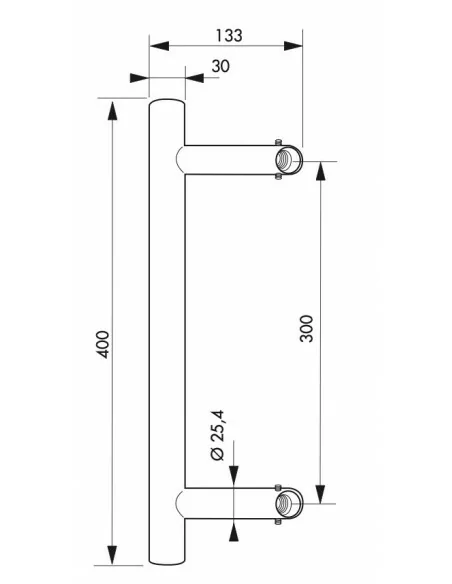 Paire de poignées tirage inox d 30 de porte battante - ht 400mm