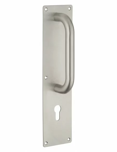 Poignée tirage inox avec plaque 300x75 mm - pour cylindre profilé