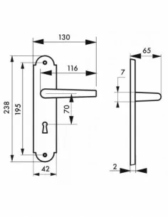 Poignée de porte Charon trou de clé, l acier rouillé 2