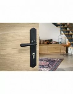 Poignée de porte Charon trou de cylindre, i acier patiné 2