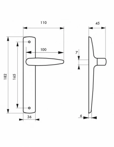 Poignée de porte Abbeville sans trou bdc Poignée de porte Abbeville sans trou bdc