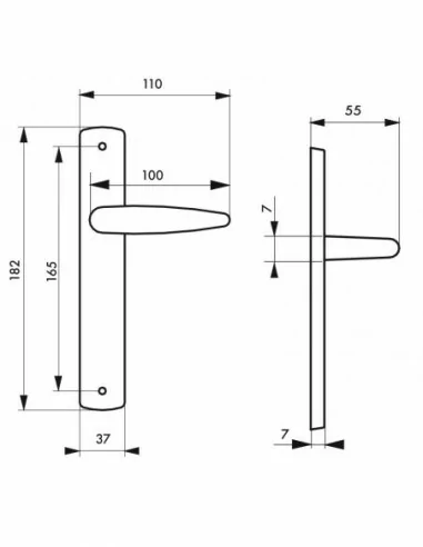 Poignée de porte Ares sans trou bdc Poignée de porte Ares sans trou bdc