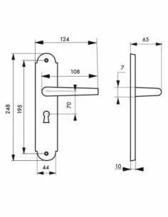 Poignée de porte Arthemis trou de clé, l 2