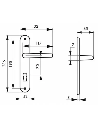 Poignée de porte Athena trou de clé, l Poignée de porte Athena trou de clé, l