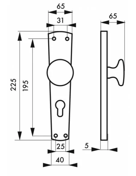 Poignée de porte Bratislava laiton trou de cylindre (1/2 ensemble bouton fixe)