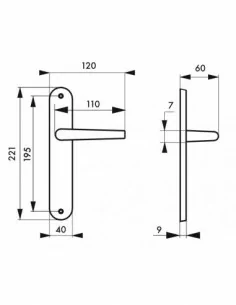 Poignée de porte Chantilly anodisé inox sans trou bdc 2