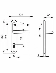 Poignée de porte Chantilly anodisé inox trou de cylindre, i 2