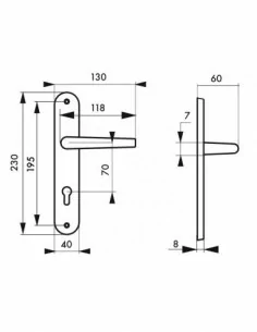 Poignée de porte Crecy trou de cylindre, i 2