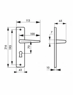 Poignée de porte Demeter trou de clé, l 2
