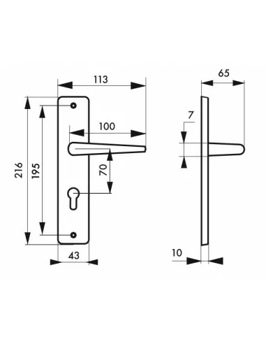 Poignée de porte Demeter trou de cylindre, i Poignée de porte Demeter trou de cylindre, i