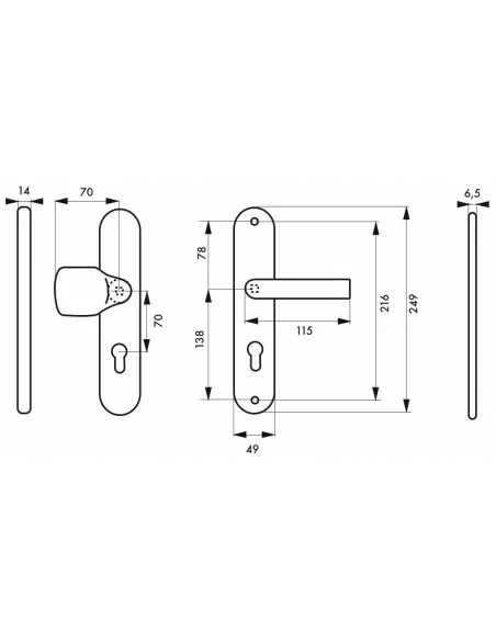 Poignée de porte Ensemble de securite palère anodisé inox f9