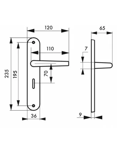 Poignée de porte Hebe à condamnation entr'axe 195 mm Poignée de porte Hebe à condamnation entr'axe 195 mm