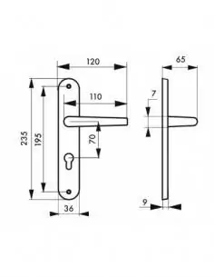 Poignée de porte Hebe trou de cylindre, i entr'axe 195 mm 2