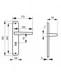 Poignée de porte Leto trou de clé, l argent 2