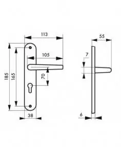 Poignée de porte Leto trou de cylindre, i champagne 2