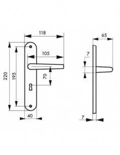 Poignée de porte Maia trou de clé, l champagne 2