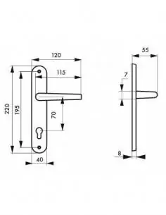Poignée de porte Marianne trou de cylindre, i 2