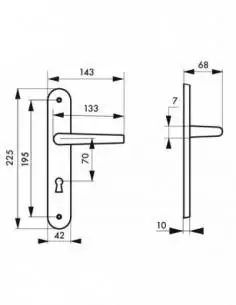 Poignée de porte Ouranus trou de clé, l 2