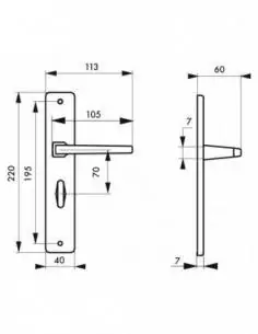 Poignée de porte Picardie à condamnation carré 7 mm 2
