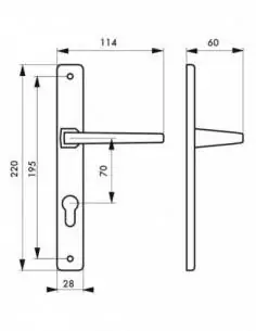 Poignée de porte Picardie champagne trou de cylindre 2