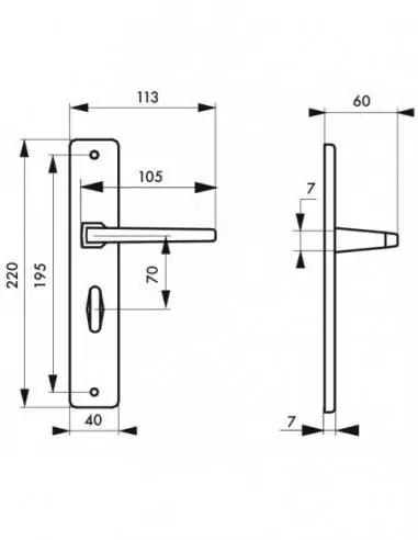 Poignée de porte Picardie condamnation et voyant carré 7 mm Poignée de porte Picardie condamnation et voyant carré 7 mm