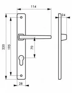 Poignée de porte Picardie laqué blanc trou de cylindre saillie réduite 2