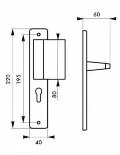 Poignée de porte Picardie trou de cylindre, i palère carré 7 mm 2