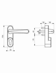 Poignee de manoeuvre exterieure laqué blanc - sans cylindre profilé 2