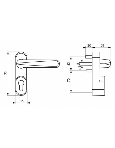 Poignee de manoeuvre exterieure laqué gris - sans cylindre profilé Poignee de manoeuvre exterieure laqué gris - sans cylindre profilé