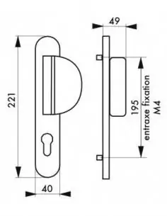 Poignee porte-palière chantilly serrure tribando marron (1/2 ensemble) 2