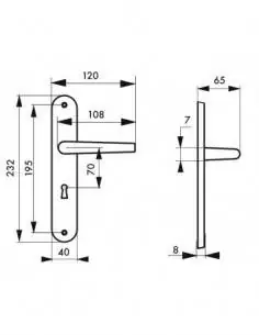 Poignée de porte Selene trou de clé, l 2