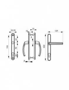 Poignée de porte Sultane 235x25 c8x92mm trou de cylindre inox f9 2