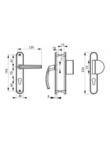 Poignée de porte Sultane palière inox f9 Poignée de porte Sultane palière inox f9