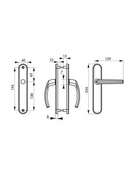 Poignée de porte Sultane sans trou bdc argent f1