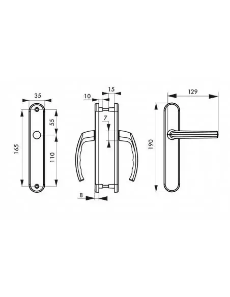 Poignée de porte Sultane sans trou bdc inox f9