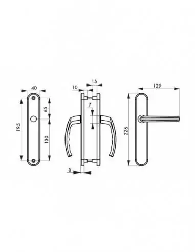 Poignée de porte Sultane sans trou inox f9 Poignée de porte Sultane sans trou inox f9