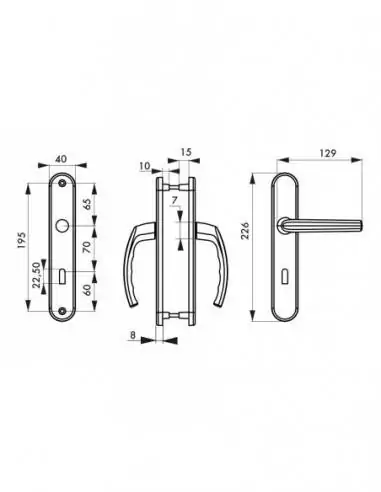 Poignée de porte Sultane trou de clé, l argent f1 Poignée de porte Sultane trou de clé, l argent f1