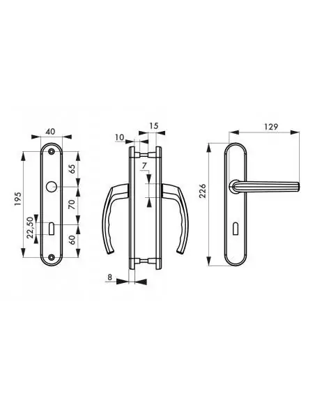 Poignée de porte Sultane trou de clé, l argent f1