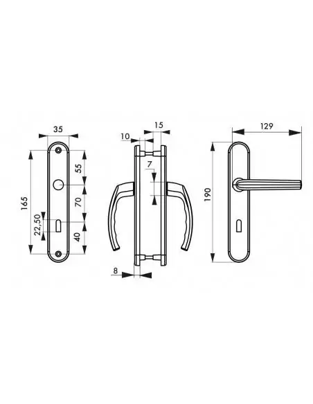 Poignée de porte Sultane trou de clé, l inox f9