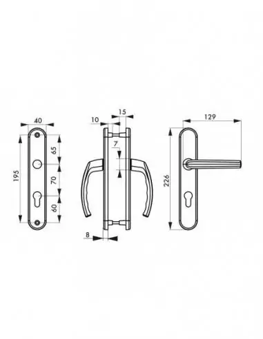 Poignée de porte Sultane trou de cylindre, i inox f9 Poignée de porte Sultane trou de cylindre, i inox f9