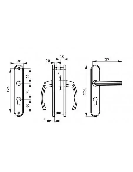 Poignée de porte Sultane trou de cylindre - Entraxe de 195mm, Noir - THIRARD