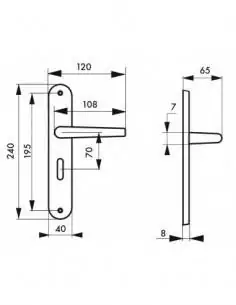 Poignée de porte Vesta à condamnation entr'axes 195mm 2