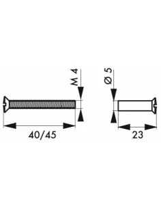 Vis métaux 4 x 40 mm pour ensemble chromé et nylon (2 pèces sur carte) 2
