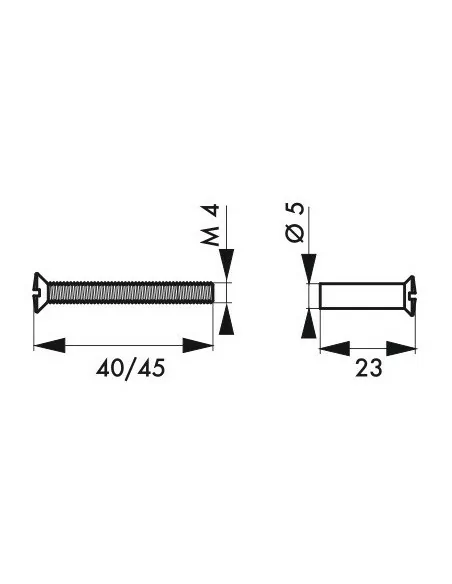 Vis métaux 4 x 40 mm pour ensemble chromé et nylon (2 pèces sur carte)