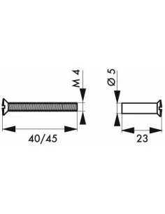 Vis métaux 4 x 45 mm pour ensemble laiton avec douille (2 pèces sur carte) 2